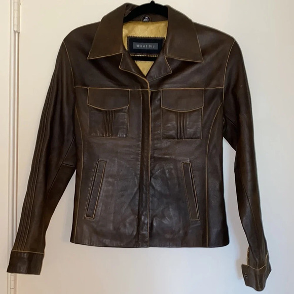 Whet‎ Blu Brown Leather Jacket EUC